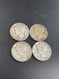 Silver Mercury Dimes-Lot Of 4