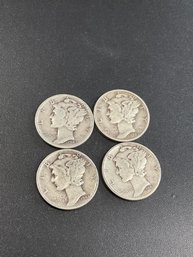 Silver Mercury Dimes-Lot Of 4