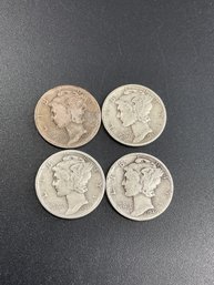 Silver Mercury Dimes-Lot Of 4