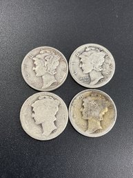 Silver Mercury Dimes-Lot Of 4