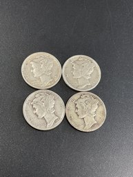 Silver Mercury Dimes-Lot Of 4