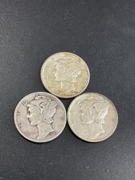 Silver Mercury Dimes-Lot Of 3