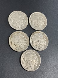 Full Date Buffalo Nickels-lot Of 5