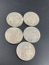 Full Date Buffalo Nickels-Lot Of 5