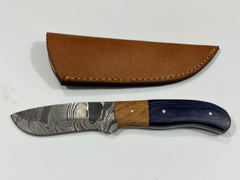 New Damascus 8 Inch Fixed Blade Knife W/ Sheath