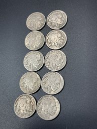 Full Date Buffalo Nickels-Lot Of 10