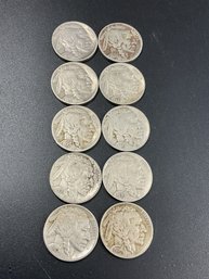Full Date Buffalo Nickels-Lot Of 10