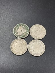 V Nickels-Lot Of 4