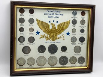 U.S. Twentieth Century Type Coins Framed Collection 10x12