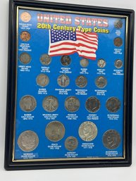 U.S. 20th Century Type Coins Framed Collection (approx. 9.5x12)