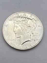1924 Silver Peace Dollar AU/BU