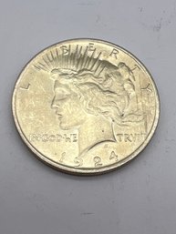 1924 Silver Peace Dollar AU/BU