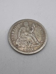 1890 Seated Liberty Silver Dime