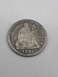 1891 Seated Liberty Silver Dime