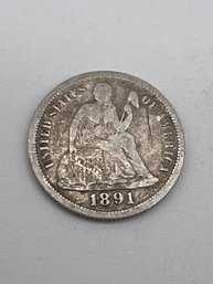 1891 Seated Liberty Silver Dime