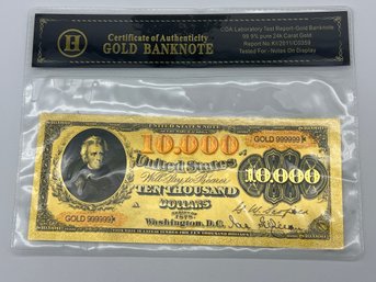 U.S. Collectible Gold Banknote