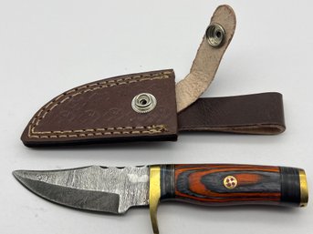 NEW Damascus 6 Fixed Blade Knife W/ Leather Sheath