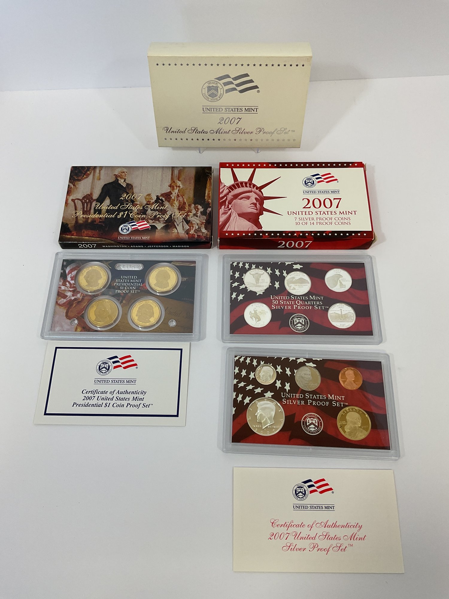 2007 U.S. Mint Silver Proof & Presidential Proof Set #27743 ...