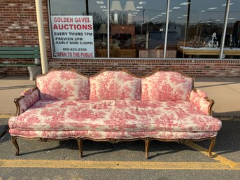 Long Antique French Sofa With Great Upholstery