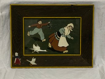 Ethel Parkinson Nursery Prints Original Oak Framed Litho Circa 1900 Dutch Children Playing