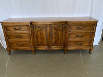 Metz Large Walnut Dresser With Ornate Decoration