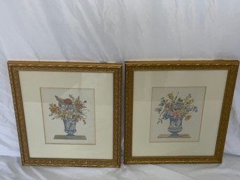 Pair Of Floral Prints With Watercolor Details