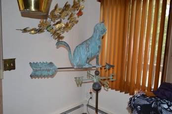 Beautiful Full Size Copper & Brass Cat Weathervane