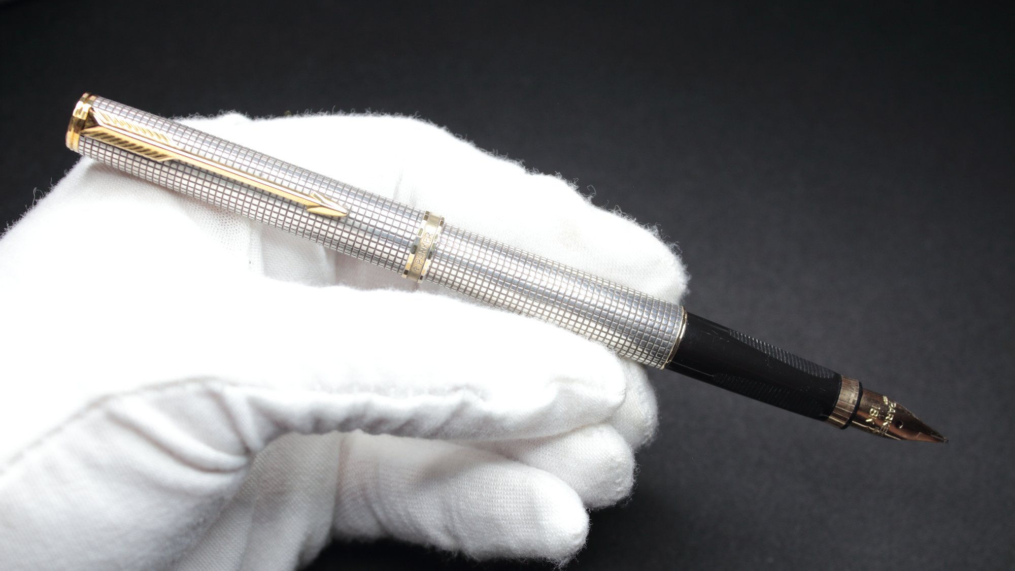 Fountain Pen PARKER 75 PREMIER STERLING SILVER CISELE With 18K GOLD NIB ...