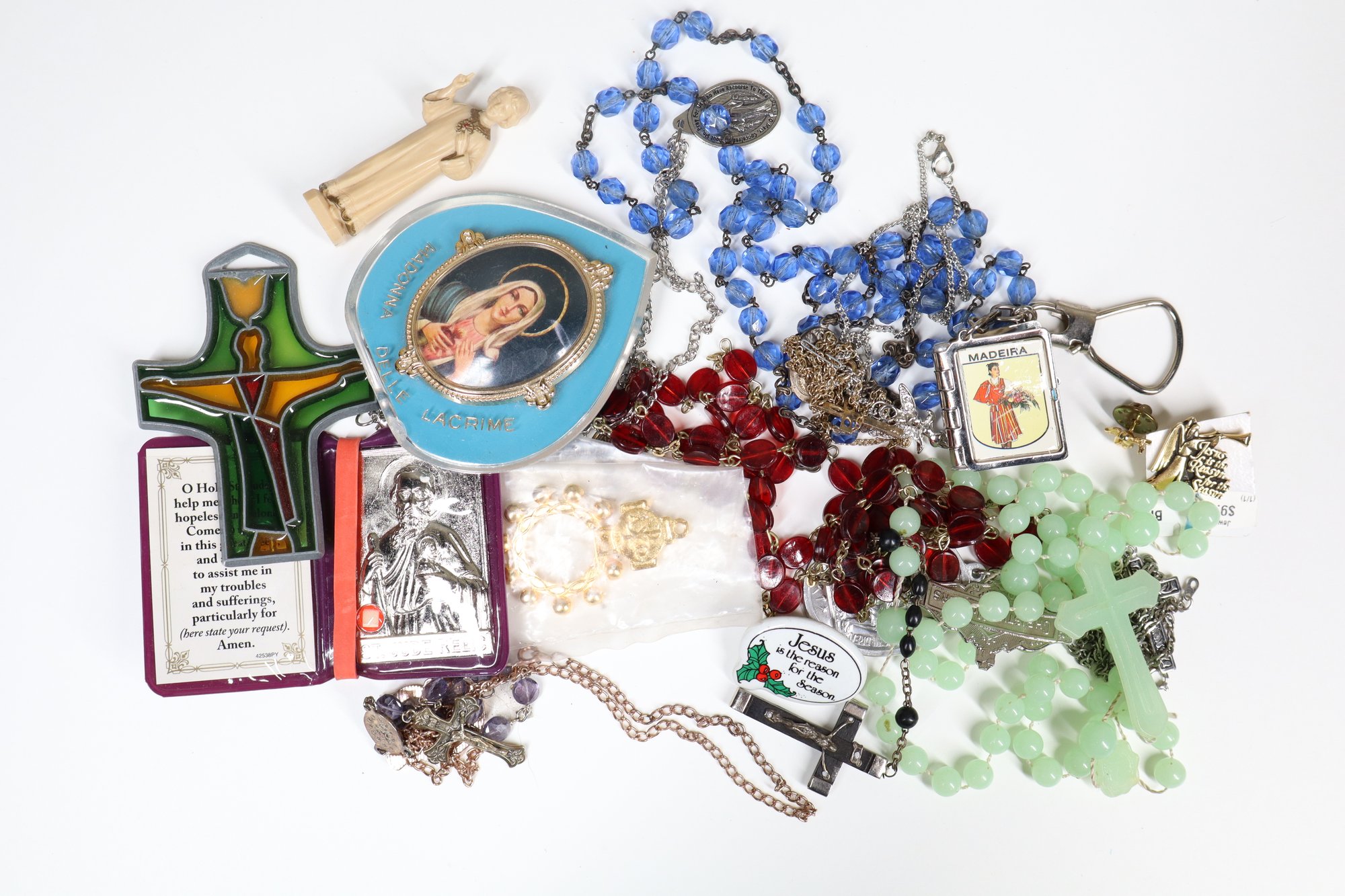 Lot Of Religious Praying Beads And Icons Rosary Beads Madonna Icon