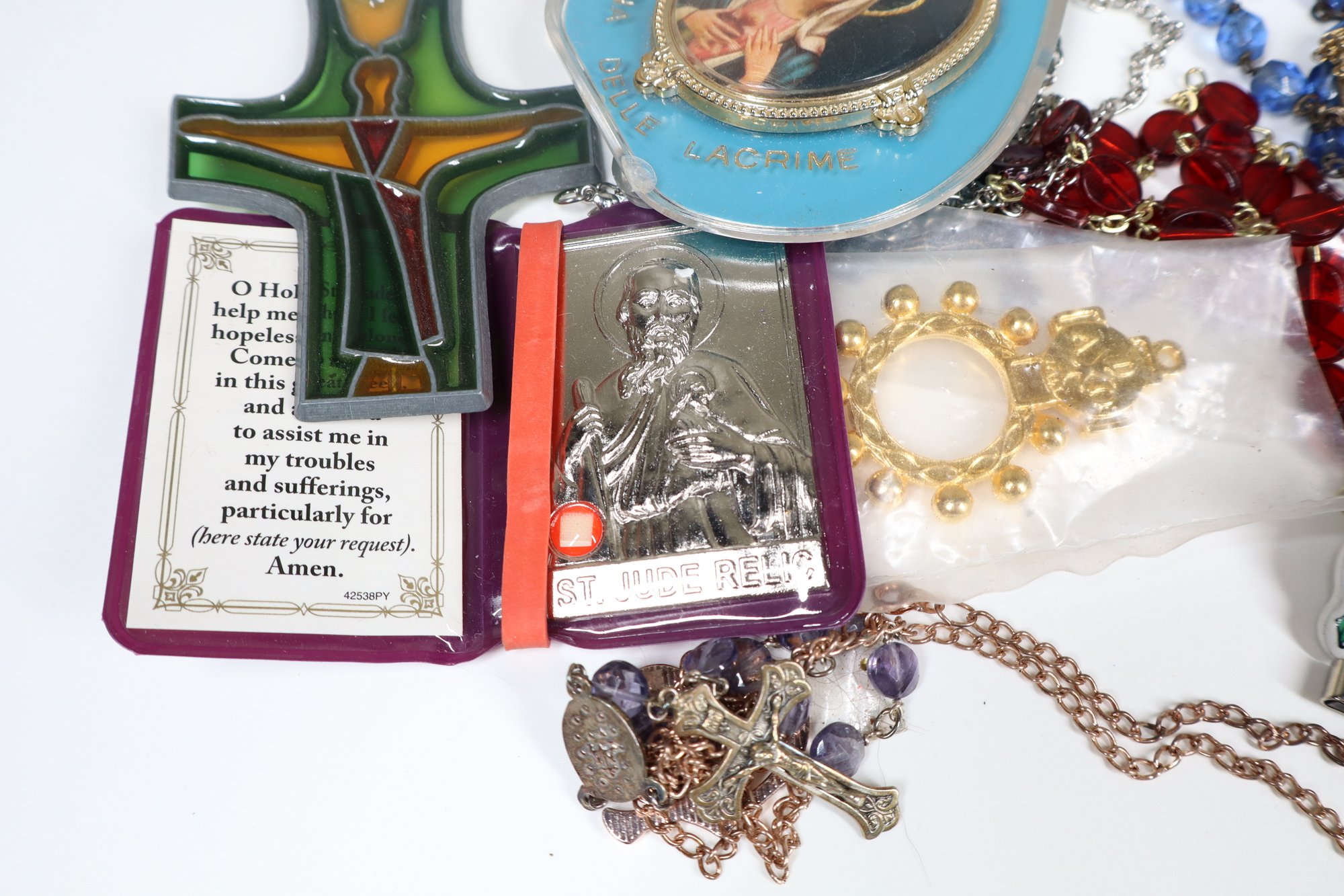 Lot Of Religious Praying Beads And Icons Rosary Beads Madonna Icon