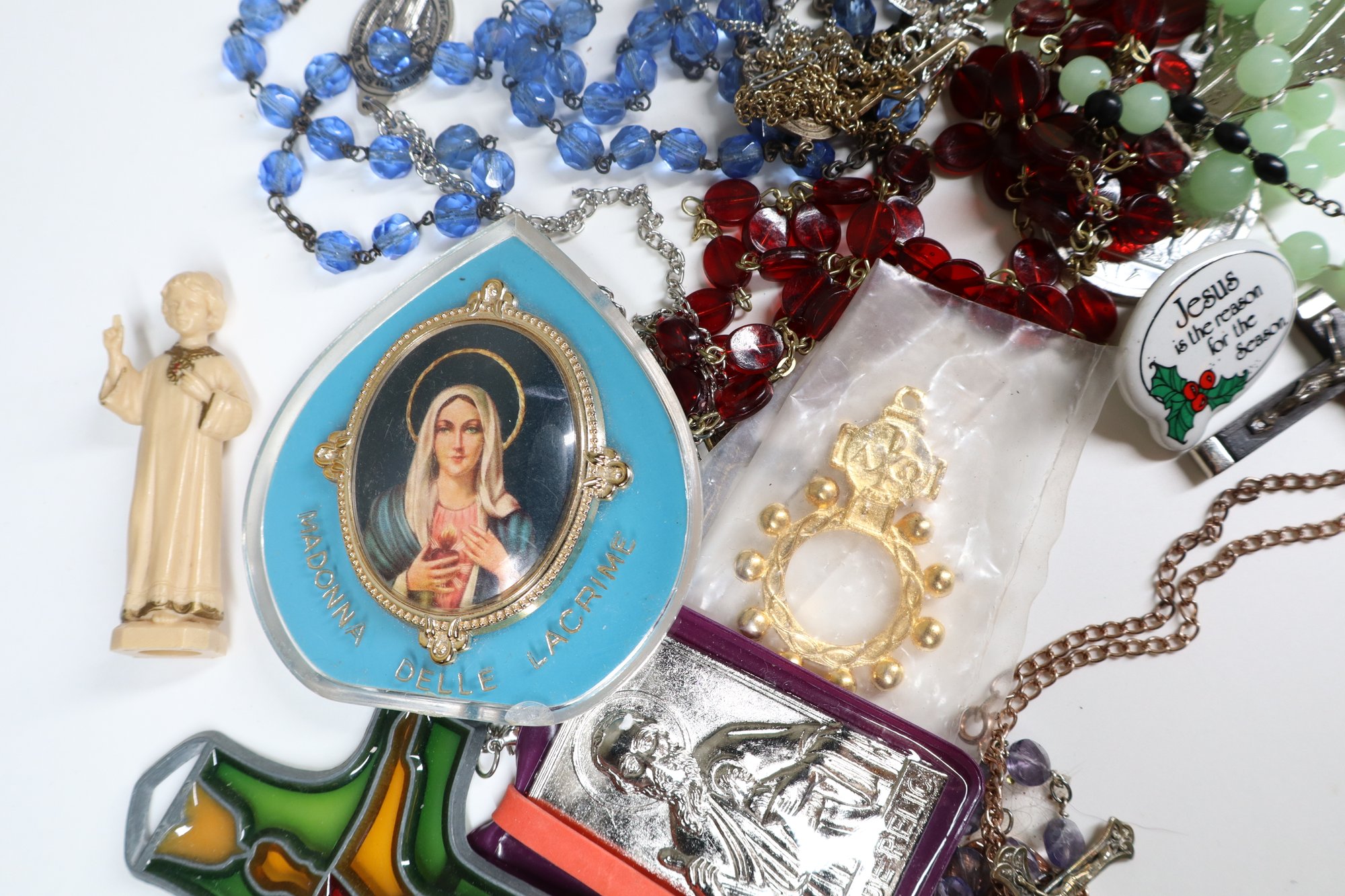 Lot Of Religious Praying Beads And Icons Rosary Beads Madonna Icon