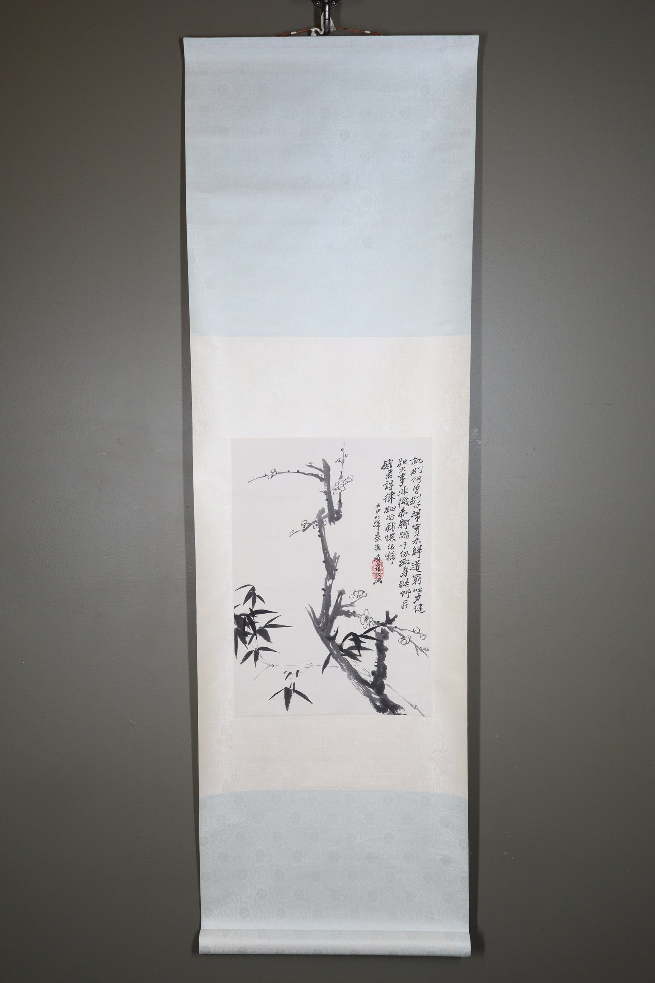 Met Musuem Plum Blossoms Black And White Chinese Scroll Signed 7650
