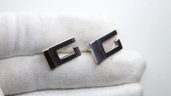 GUCCI UNISEX EARRINGS 925 STERLING SILVER G LOGO MADE IN ITALY SIGNATURE RIBBED AUTHENTIC BRAND