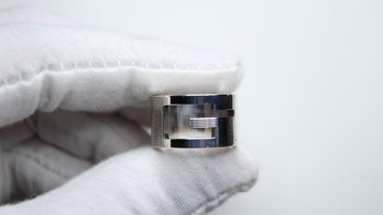 GUCCI UNISEX RING 925 STERLING SILVER G LOGO MADE IN ITALY SIGNATURE RIBBED AUTHENTIC BRAND