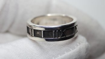 Tiffany & Co Atlas Narrow Band Roman Numerals Size  Sterling Silver 925