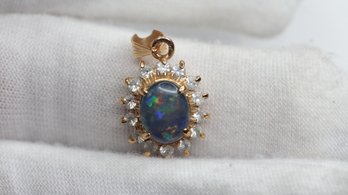 OPAL TRIPLET PENDANT CZ GOLD PLATED