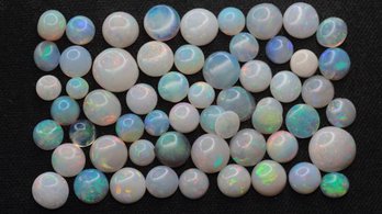 LOOSE AUSTRALIAN WHITE & CRYSTAL OPAL ROUND CUT LOT 18.84CTW GEMSTONE NATURAL JEWELRY MAKING