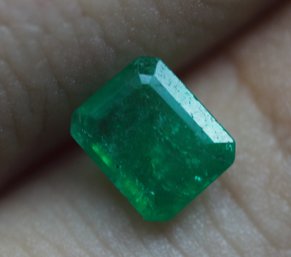 LOOSE NATURAL EMERALD .69CT 6MM X 5MM X 2.5MM JEWELRY MAKING PRECIOUS GEMSTONE EMERALDS
