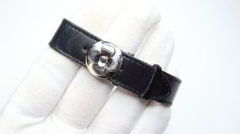LOUIS VUITTON Good Luck Bracelet Bangle Monogram Leather Black AUTHENTIC