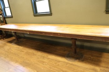 LARGE Antique Industrial Metal And Wood Display Table