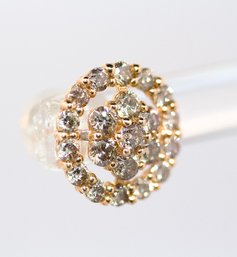 18K YELLOW GOLD 1.00CTW DIAMOND  STUD EARRINGS CIRCLE GEMSTONE DIAMONDS FINE JEWELRY
