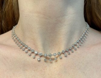 18K GOLD DIAMOND TENNIS NECKLACE 5.00CTW, 18.1 GRAMS, 16 INCHES FINE GEMSTONE JEWELRY CHAIN LUXURY DIAMONDS