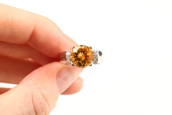 Sterling Silver Citrine Ring, Size 6.75