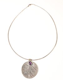Sterling Silver Tree Of Life Amethyst Pendant Necklace