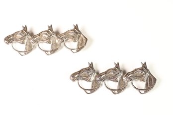 BEAU Sterling Silver Detailed Three Horse Head Brooch Pin 1960's Vintage (2)
