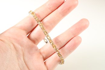 Sterling Silver Yellow Quartz Tennis Bracelet