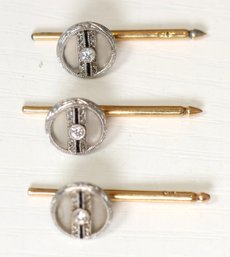 14k Yellow Gold And Platinum Diamond With Crystal Backings Carrington & Co. Art Deco Cufflinks
