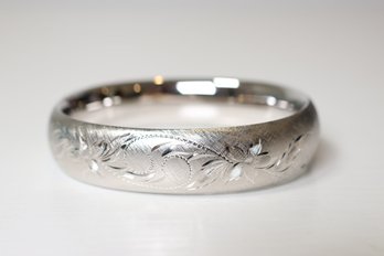 Vintage Etched Sterling Silver Bangle Bracelet