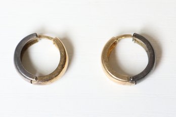 14K Yellow Gold/Sterling Silver Hoop Earrings