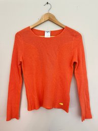 Chanel Orange Light Weight Ladies Knit Shirt Sweater Size 42